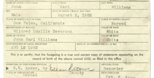 Birth Certificate John Jr.