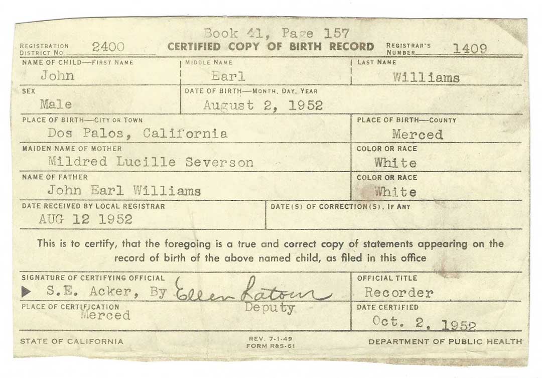 Birth Certificate John Jr.